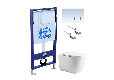 Set AQUATEK КЛАССИК cm (рама AQUATEK Standard INS-0000012 с звукоиз.прокладкой + крепеж KKI-0000002 + кнопка KDI-0000021 + унитаз КЛАССИК AQ1112-00 с крышкой)
