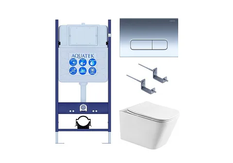SET AQUATEK ЛИБРА T-016/INS14 (рама AQUATEK INS-0000014 + крепеж KKI-0000002 + KDI-0000016 + унитаз ЛИБРА AQ1505T-00 с тонким сиденьем c механизмом плавного закрывания)