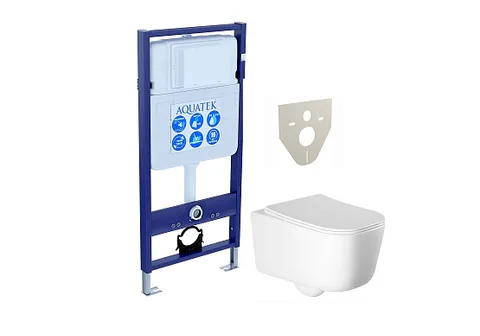 SET AQUATEK ЛУГАНО (рама AQUATEK Standard INS-0000012 (без клавиши и крепежа) + унитаз ЛУГАНО AQ2002-00 с тонким сиденьем c механизмом плавного закрывания)