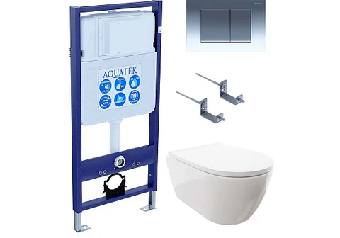 SET AQUATEK ПОЛАРИС (рама AQUATEK Standard INS-0000012 + унитаз ПОЛАРИС AQ0700-00 с тонким сиденьем soft-close + крепеж KKI-0000002 + панель KDI-0000010)