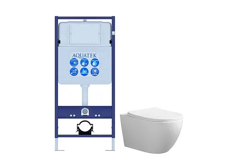 SET AQUATEK СОФИЯ (рама AQUATEK INS-0000012 (без крепежа и панели смыва) +унитаз СОФИЯ AQ1801T-00 с тонким сиденьем с механизмом плавного закрывания)