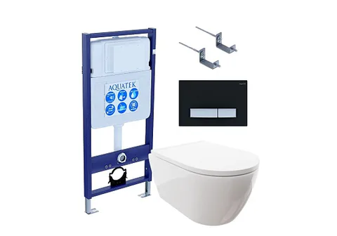SET AQUATEK ПОЛАРИС (рама AQUATEK Standard INS-0000012 + унитаз ПОЛАРИС AQ0700-00 с тонким сиденьем c механизмом плавного закрывания + крепеж KKI-0000002 + панель KDI-0000026)