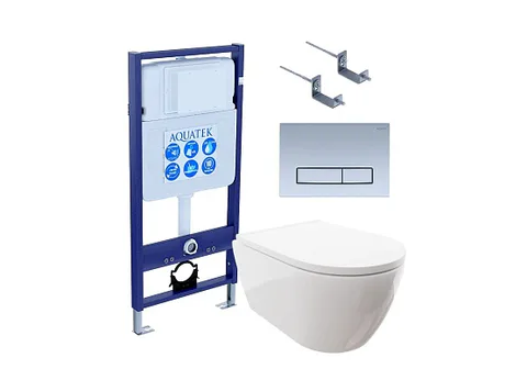 SET AQUATEK ПОЛАРИС (рама AQUATEK Standard INS-0000012 + унитаз ПОЛАРИС AQ0700-00 с тонким сиденьем c механизмом плавного закрывания + крепеж KKI-0000002 + панель KDI-0000027)