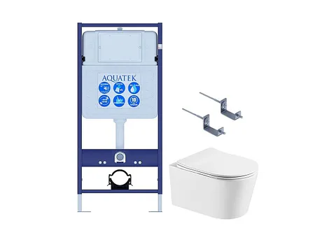 SET AQUATEK ОБЕРОН T 3в1 (рама AQUATEK Standard INS-0000012 + крепеж KKI-0000002 + унитаз ОБЕРОН AQ1365T-00 с тонким сиденьем с механизмом плавного закрывания)