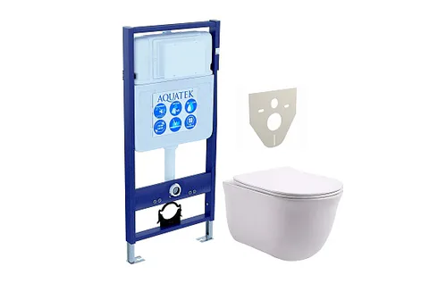 SET AQUATEK КЛАССИК (рама AQUATEK Standard INS-0000012 (без клавиши и крепежа) + унитаз КЛАССИК AQ1111-00 с тонким сиденьем c механизмом плавного закрывания)
