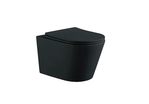 Унитаз подвесной безободковый черный матовый Aquatek ВЕГА AQ1905-MB 525*360*320 с сиденьем с механизмом плавного закрытия
