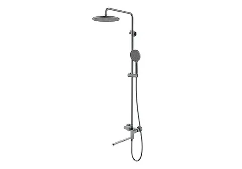 Душевая система AQUATEK АЛЬФА AQ2942BGM, 3 режима лейки, 250мм, с длинным изливом, оружейная сталь