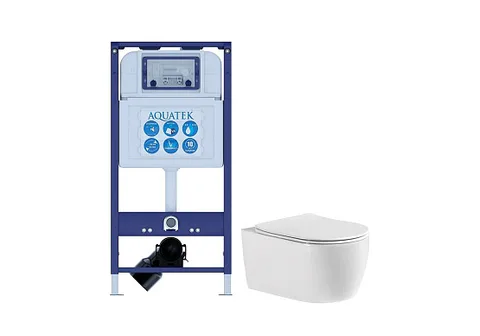 Set AQUATEK ЕВРОПА cmp INS25 (рама AQUATEK INS-0000025 (без клавиши и крепежа) + унитаз ЕВРОПА AQ1106-00, тонкое сиденье)