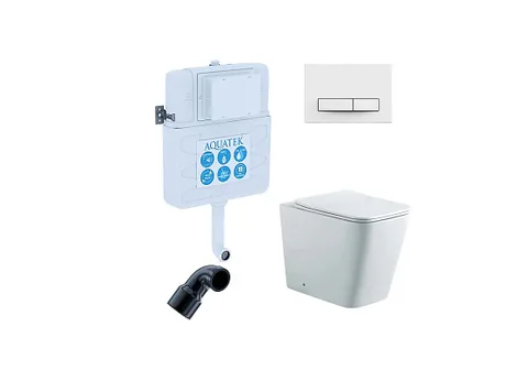 SET BW AQUATEK ЛИБРА N (смывной бачок AQUATEK INS-0000019 + кнопка KDI-0000030 + унитаз ЛИБРА New AQ1908N-00 с тонким сиденьем c механизмом плавного закрывания)