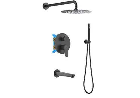 Смеситель для ванны с душем ручным и верхним AQUATEK AQ1173MB БЕТТА