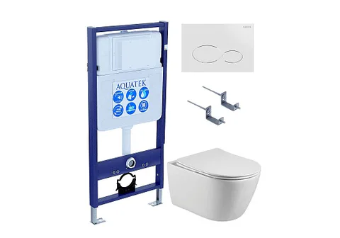SET AQUATEK БЕТТА-071 4в1 (рама AQUATEK Standard INS-0000012 + крепеж KKI-0000002 + клавиша KDI-0000071 + унитаз БЕТТА AQ1253W-00 с тонким сиденьем sc)