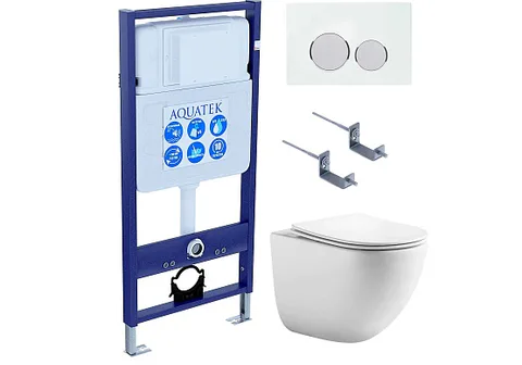 SET AQUATEK ГЕЛИОС-028 (рама AQUATEK Standard INS-0000012 + клавиша KDI-0000028 + крепеж KKI-0000002 + унитаз AQ1993T-00 ГЕЛИОС + с тонким сиденьем sc)