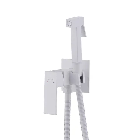 Смеситель ABBER Daheim AF8226W с гигиеническим душем,белый матовый