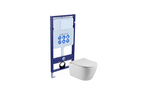 Комплект Set AQUATEK БЕТТА унитаз Aquatek БЕТТА AQ1253W-00 + тонкое сиденье c механизмом плавного закрывания + инсталляция AQUATEK Standard INS-0000012