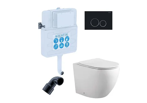 SET BW AQUATEK ЕВРОПА (смывной бачок AQUATEK INS-0000019 + кнопка KDI-0000020 + унитаз ЕВРОПА AQ1902-00 с тонким сиденьем c механизмом плавного закрывания)