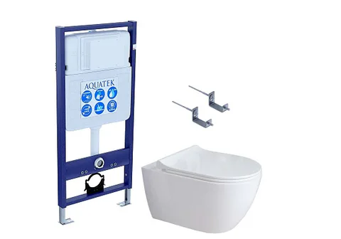 SET AQUATEK ПОЛАРИС (рама AQUATEK Standard INS-0000012 + унитаз ПОЛАРИС AQ0700-01 с тонким сиденьем с механизмом плавного закрывания + крепеж KKI-0000002)