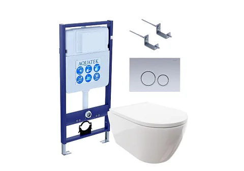 SET AQUATEK ПОЛАРИС (рама AQUATEK Standard INS-0000012 + унитаз ПОЛАРИС AQ0700-00 с тонким сиденьем c механизмом плавного закрывания + крепеж KKI-0000002 + панель KDI-0000019)