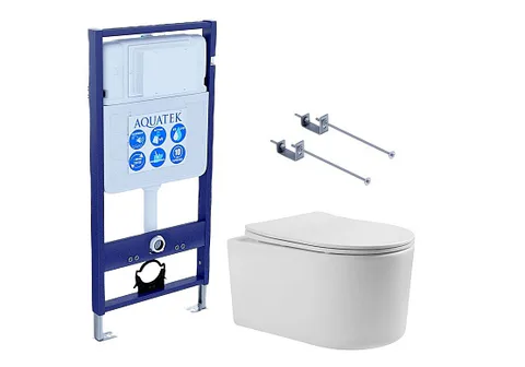 SET AQUATEK МИЯ 3в1 (рама AQUATEK Standard INS-0000012 + крепление KKI-0000001 + унитаз МИЯ AQ2004-00 с тонким сиденьем плавного закрывания)