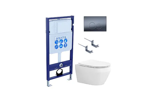 SET AQUATEK ЛЕЯ Т (рама AQUATEK Standard INS-0000012, клавиша KDI-0000035, крепёж KKI-0000002 + унитаз ЛЕЯ AQ1199T-00 с тонким сиденьем soft-close)