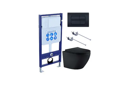 SET AQUATEK ЕВРОПА MB-049 4в1 (рама AQUATEK Standard INS-0000012 + KKI-0000001 + KDI-0000049 + унитаз ЕВРОПА AQ1901-MB с тонким сиденьем c механизмом плавного закрывания)