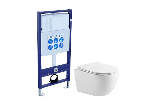 SET AQUATEK ЕВРОПА-AQ1190 (рама AQUATEK Standard INS-0000012 (без клавиши и крепежа) + унитаз AQ1190T-00 с тонким сиденьем c механизмом плавного закрывания)