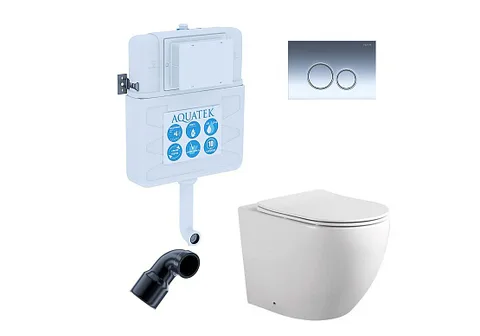 SET BW AQUATEK ЕВРОПА (смывной бачок AQUATEK INS-0000019 + кнопка KDI-0000018 + унитаз ЕВРОПА AQ1902-00 с тонким сиденьем c механизмом плавного закрывания)