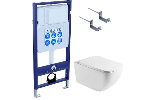 SET AQUATEK МЕДЕЯ T (рама AQUATEK Standard INS-0000012 + крепеж KKI-0000002 + унитаз подвесной МЕДЕЯ AQ1537T-00 с тонким сиденьем c механизмом плавного закрывания)
