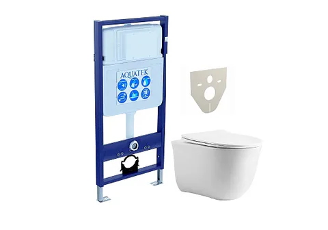 SET AQUATEK КЛАССИК cm (рама AQUATEK Standard INS-0000012 (без клавиши и крепежа) + унитаз КЛАССИК AQ1112-00 с тонким сиденьем c механизмом плавного закрывания)
