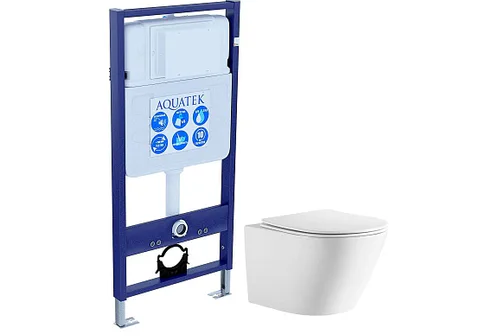 SET AQUATEK ЛИБЕРТИ (рама AQUATEK Standard INS-0000012 + унитаз ЛИБЕРТИ AQ1999T-00 с тонким сиденьем c механизмом плавного закрывания)