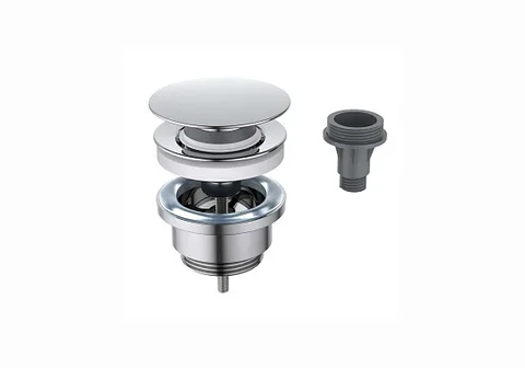 Донный клапан AQUATEK AQ6007CR, без перелива, клик-клак/незапираемый, нержавеющая сталь