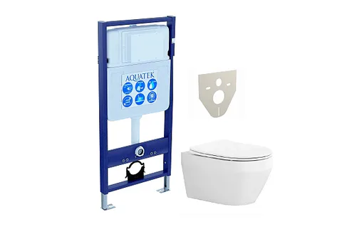 SET AQUATEK ЛЕЯ (рама AQUATEK Standard INS-0000012 (без клавиши и крепежа) + унитаз ЛЕЯ AQ1199-00 с тонким сиденьем c механизмом плавного закрывания