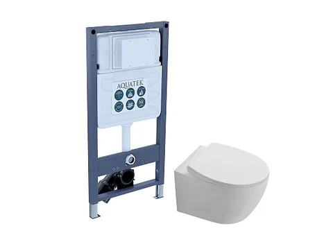 SET AQUATEK СИРИУС-INSP01 (рама AQUATEK INSP-0000001 (без клавиши и крепежа) + унитаз AQ1582T-00 СИРИУС TORNADO с тонким сиденьем c механизмом плавного закрывания)