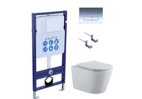 SET AQUATEK ВЕГА-1905-016 (рама AQUATEK Standard INS-0000012 с клавишей KDI-0000016 и крепежом KKI-0000002 + унитаз ВЕГА AQ1905-00 с тонким сиденьем c механизмом плавного закрывания)