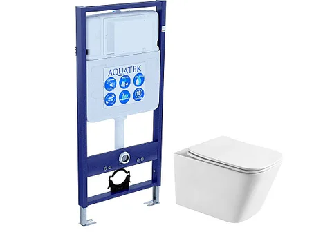 SET AQUATEK ЛИБРА T (рама AQUATEK Standard INS-0000012 + унитаз ЛИБРА AQ1505T-00 с тонким сиденьем c механизмом плавного закрывания ТОРНАДО)