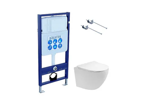 SET AQUATEK ЕВРОПА T-KKI1 (рама AQUATEK Standard INS-0000012 + крепеж KKI-0000001 + унитаз ЕВРОПА AQ1900T-00 с тонким сиденьем soft-close)