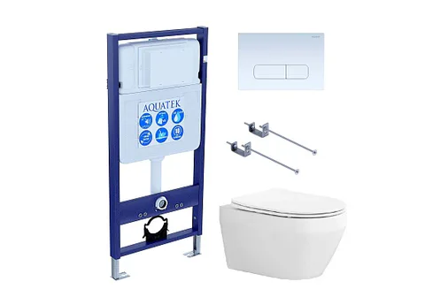 SET AQUATEK ЛЕЯ T-KKI01-013 (рама AQUATEK Standard INS-0000012 + клавиша KDI-0000013 + KKI-0000001 + унитаз ЛЕЯ AQ1199T-00 с тонким сиденьем c механизмом плавного закрывания)