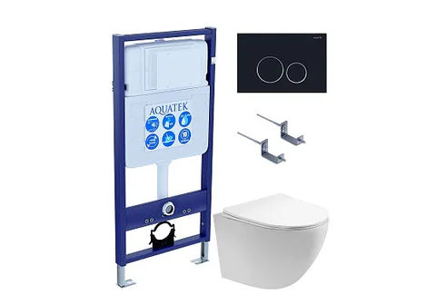 SET AQUATEK ЕВРОПА T KDI20 (рама AQUATEK Standard INS-0000012 с клавишей KDI-0000020 и крепежом KKI-0000002 + унитаз AQ1900T-00 с тонким сиденьем sc)