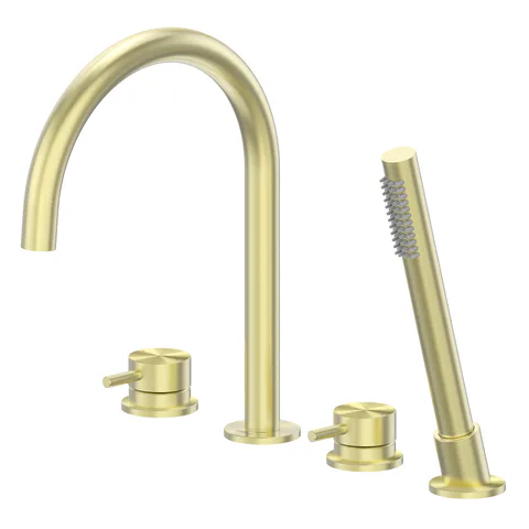 Смеситель ABBER Wasser Kreis 316 AF8113BG на борт ванны, брашированное золото