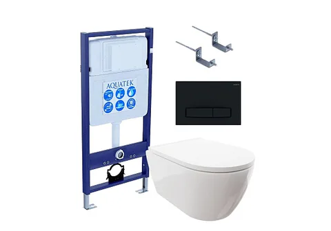 SET AQUATEK ПОЛАРИС (рама AQUATEK Standard INS-0000012 + унитаз ПОЛАРИС AQ0700-00 с тонким сиденьем c механизмом плавного закрывания+ крепеж KKI-0000002 + панель KDI-0000025)