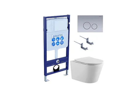 SET AQUATEK ВЕГА-1905-036 (рама AQUATEK Standard INS-0000012 с клавишей KDI-0000036 и крепежом KKI-0000002 + унитаз ВЕГА AQ1905-00 с тонким сиденьем c механизмом плавного закрывания)