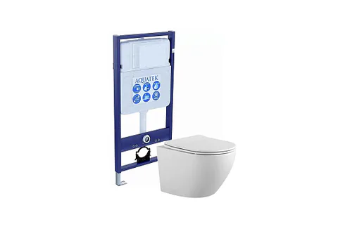 Комплект Set AQUATEK ЕВРОПА унитаз AQ1901-00 + тонкое сиденье c механизмом плавного закрывания + инсталляция Aquatek