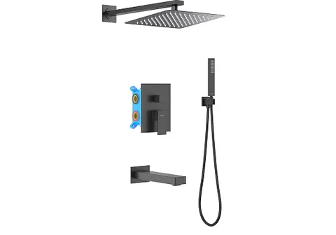Set 4 в 1 душевой комплект AQUATEK, матовый черный AQ1673MB Либра