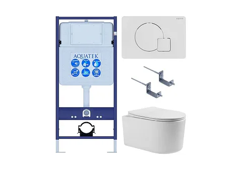 SET AQUATEK МИЯ Т-066 4в1 (рама AQUATEK Standard INS-0000012 + крепёж KKI-0000002 + кнопка KDI-0000066 + унитаз МИЯ AQ2004T-00 с тонким сиденьем с механизмом плавного закрывания)