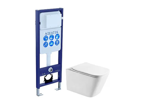 SET AQUATEK ЛИБРА T-INS17 (рама AQUATEK Standard INS-0000017 + унитаз ЛИБРА AQ1505T-00 с тонким сиденьем c механизмом плавного закрывания ТОРНАДО)