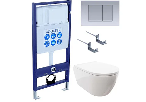 SET AQUATEK ПОЛАРИС (рама AQUATEK Standard INS-0000012 + унитаз ПОЛАРИС AQ0700-00 с тонким сиденьем c механизмом плавного закрывания + крепеж KKI-0000002 + панель KDI-0000011)