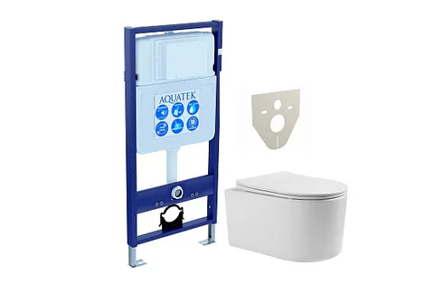SET AQUATEK МИЯ (рама AQUATEK Standard INS-0000012 (без клавиши и крепежа) + унитаз МИЯ AQ2004-00 с тонким сиденьем c механизмом плавного закрывания)