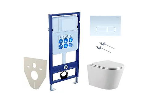 SET AQUATEK ВЕГА-1905-013 (рама AQUATEK Standard INS-0000012 с клавишей KDI-0000013 и крепежом KKI-0000001 + унитаз ВЕГА AQ1905-00 с тонким сиденьем c механизмом плавного закрывания)