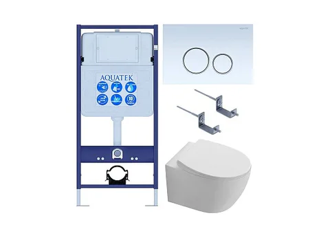 SET AQUATEK СИРИУС KDI-015 (рама INS-0000012 + крепёж KKI-0000002 + клавиша KDI-0000015 + унитаз AQ1582T-00 СИРИУС TORNADO с тонким сиденьем с механизмом плавного закрывания)