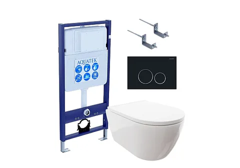 SET AQUATEK ПОЛАРИС (рама AQUATEK Standard INS-0000012 + унитаз ПОЛАРИС AQ0700-00 с тонким сиденьем c механизмом плавного закрывания + крепеж KKI-0000002 + панель KDI-0000020)