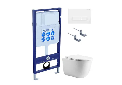 Set AQUATEK КЛАССИК cm (рама AQUATEK Standard INS-0000012 с звукоиз.прокладкой + крепеж KKI-0000002 + кнопка KDI-0000061 + унитаз КЛАССИК AQ1112-00 с крышкой)